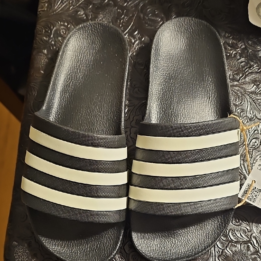 adidas Black and White Slide Sandals